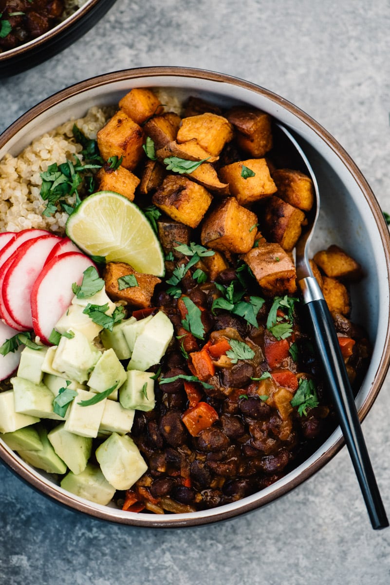 black bean and sweet potato bowls
